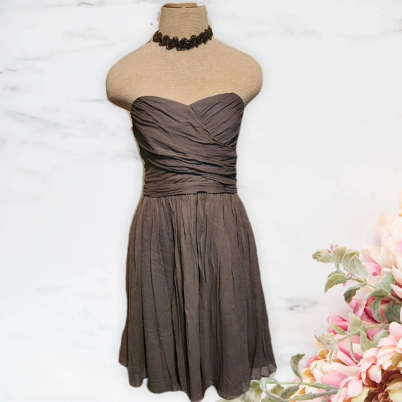 JCrew Grey Silk Strapless Dress - Picture 1 of 7